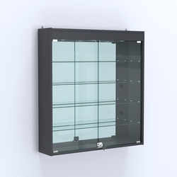 Витрина настенная №204-4А зеркальная с подсветкой, Антрацит