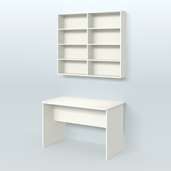 Распаковочный прямоугольный стол с антресолью для аптеки Р-02, Белый