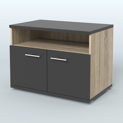 Тумба под оргтехнику, цвет дуб шамони темный, Дуб Сонома + Черный