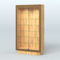 Низкая узкая витрина с декором НБА-9, Дуб Золотистый
