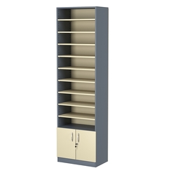 Стеллаж из ДСП с 9-ю полками 350x600 мм серии LEVEL-9 №6 (З/C - ДВП), Темно-серый + Крем Вайс