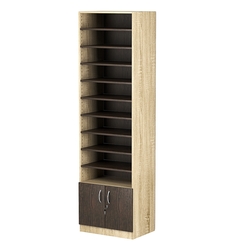 Стеллаж из ДСП с 9-ю полками 400x600 мм серии LEVEL-9 №7 (З/C - ДВП), Дуб Сонома + Дуб Венге