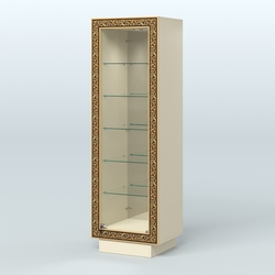 Низкая витрина с декором и пятью прозрачными полками НБА-503, Крем Вайс