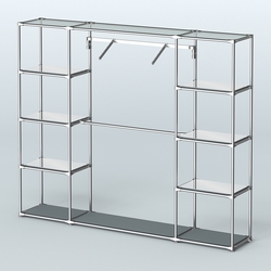 Торговая система ХРОМ без ДСП 2430 мм с зеркальными полками и поручнями №11, Темно-Серый