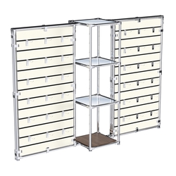 Хромированное вешало ЩИТ №2-4 с зеркальными полками 4мм, Орех