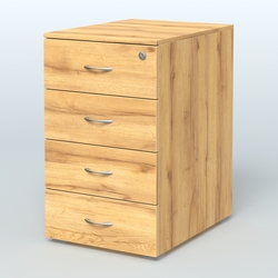 Тумба приставная для компактных столов 4 ящика с замком Тарли, Дуб Золотистый