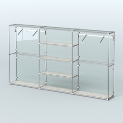 Торговая система ХРОМ (задняя стенка - стекло) 3600 мм с полками ДСП и поручнями №10, Метрополитан Грей