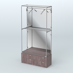 Торговая система ХРОМ (задняя стенка - зеркало) 1200 мм №4-2 с тумбой Т-14 и поручнями, Ясень Анкор темный