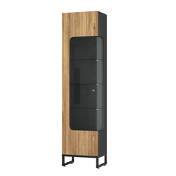 Витрина Монти №3-С правая, Черный + Дуб Канзас Коричневый