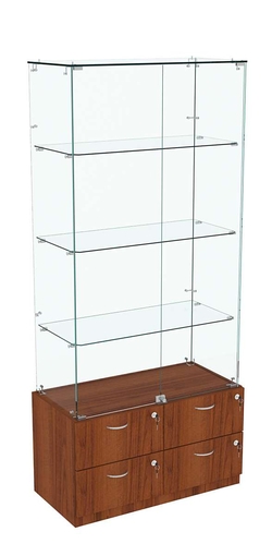 Витрина ХРУСТАЛЬ №5 прямоугольная (задняя стенка - стекло), Орех