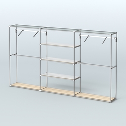 Торговая система ХРОМ без ДСП 3600 мм с зеркальными полками и поручнями №10, Дуб Сонома