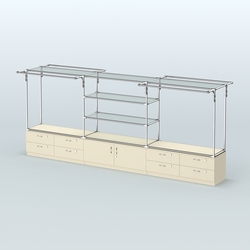 Островная торговая система ХРОМ 3600 мм с тумбами Т14, Т21 и поручнями №4, Крем Вайс