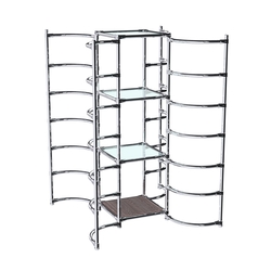 Хромированное вешало ДУГА №4-1 с полками стекло 6 мм, Ясень Анкор темный - U31105