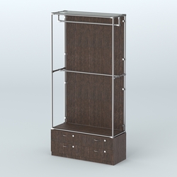 Торговая система ХРОМ (задняя стенка - ДСП) 1200 мм №1-2 с тумбой Т-14 и поручнями, Дуб Венге