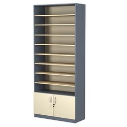 Стеллаж из ДСП с 8-ю полками 350x900 мм серии LEVEL-8 №13 (З/C - ДВП), Темно-серый + Крем Вайс