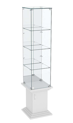 Витрина стаканчик с тремя полками и зеркалом ЦИТАДЕЛЬ №8, Серый