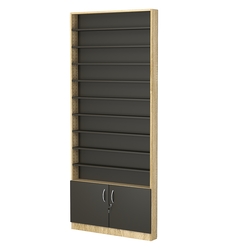 Стеллаж из ДСП с 9-ю полками 100x900 мм серии LEVEL-9 №8 (З/C - ДВП), Дуб Сонома + Черный