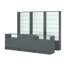 Комплект витрин с регулировочными полками NE-6 №12-1 и прилавков ЭК-2, Темно-Серый
