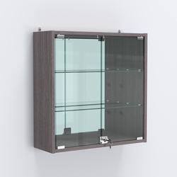 Витрина настенная №201-2А с зеркалом, Ясень Анкор темный