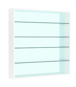 Витрина настенная №4-2Г открытая с прозрачными полками и зеркалом, Белый