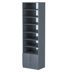 Стеллаж из ДСП с 6-ю полками 400x600 мм серии LEVEL-6 №7-2 (З/C - ЗЕРКАЛО), Темно-Серый