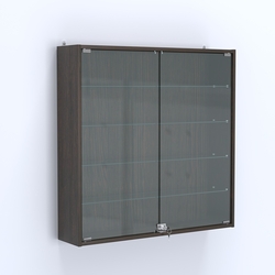 Витрина настенная №204-1А с узкими прозрачными полками, Дуб Венге