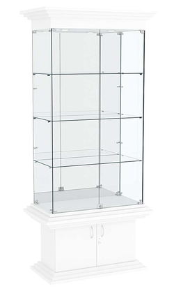 Витрина широкая с тремя полками и зеркалом КОЛОСС №3, Белый
