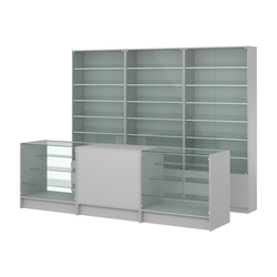 Комплект витрин с наклонными полками SL-6 №12 и прилавков ЭК-4, Серый