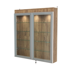 Витрина настенная №4-3А с подсветкой серии Collecto, Дуб Канзас коричневый