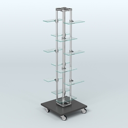 Торговый стенд для обуви с прозрачными полками ЛЕСЕНКА №1-2, Черный