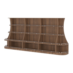 Пристенный низкий стеллаж ГАРАНТ №3-О с ограничителями, Орех