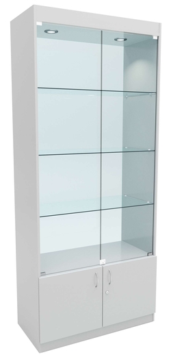 Стеклянная витрина №1-2 с каркасом из ДСП (задняя стенка стекло), Серый