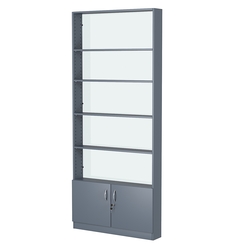 Стеллаж из ДСП с 4-мя полками 150x900 мм серии LEVEL-4 №9-1 (З/C - СТЕКЛО), Темно-Серый