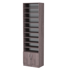 Стеллаж из ДСП с 10-ю полками 350x600 мм серии LEVEL-10 №6 (З/C - ДВП), Ясень Анкор темный