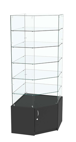 Витрина "Истра" угловая №9115, пятигранная, (З.С-стекло), без дверей, Черный