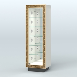 Низкая пристенная витрина с декором НБА-503С, Белый и Черный