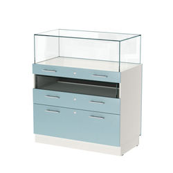 Прилавок ювелирный "Диаманд" №2-1000, ЛДСП белый + МДФ голубой