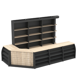 Комплект кассовой зоны с открытыми стеллажами большой №3, Черный + Дуб Сонома