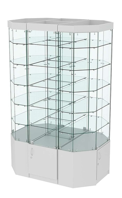 Стеклянная островная широкая с пятью полками витрина серии Истра №821-О-450, Серый