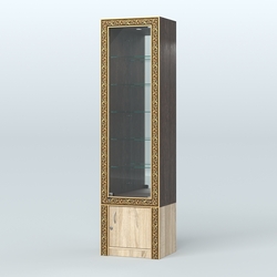 Витрина с декором и верхней подсветкой №ВБА-504, Дуб Венге + Дуб Сонома