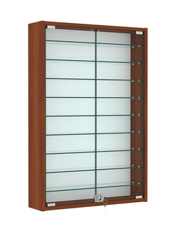 Витрина настенная №2-5А высокая с девятью полками, Орех