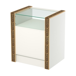 Недорогой прилавок с прозрачным верхом и декоративными молдингами №ПДМ-2-600, Белый