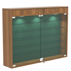 Настенная витрина с бархатом серии БАРОН №3-3А (пять полок), Орех + 10 Green