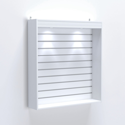 Витрина настенная №204-2В открытая с экономпанелью и верхней подсветкой, Белый