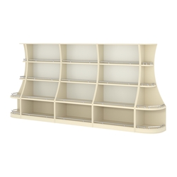 Пристенный низкий стеллаж ГАРАНТ №3-О с ограничителями, Крем Вайс + Белый