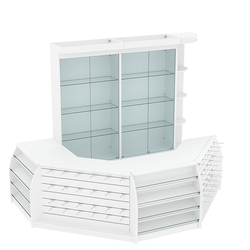 Комплект кассовой зоны с витринами и скошенным фасадом средний №2-1, Белый