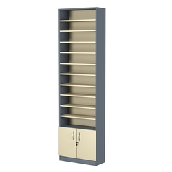 Стеллаж из ДСП с 10-ю полками 250x600 мм серии LEVEL-10 №4 (З/C - ДВП), Темно-серый + Крем Вайс