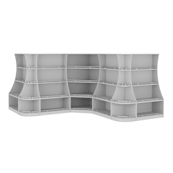 Угловой низкий стеллаж ГАРАНТ №4-О с ограничителями, Серый