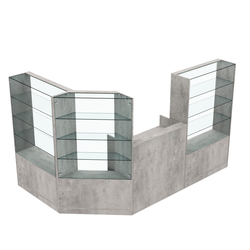 Торговый угловой островок ГРАЦИЯ №1 (открытый) (3.71 кв.м), Бетон Чикаго светло-серый F186 ST9