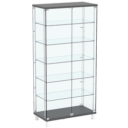 Витрина РОНДО с регулировочными полками №4-3-РЕГ на ножках (задняя стенка стекло), Темно-Серый